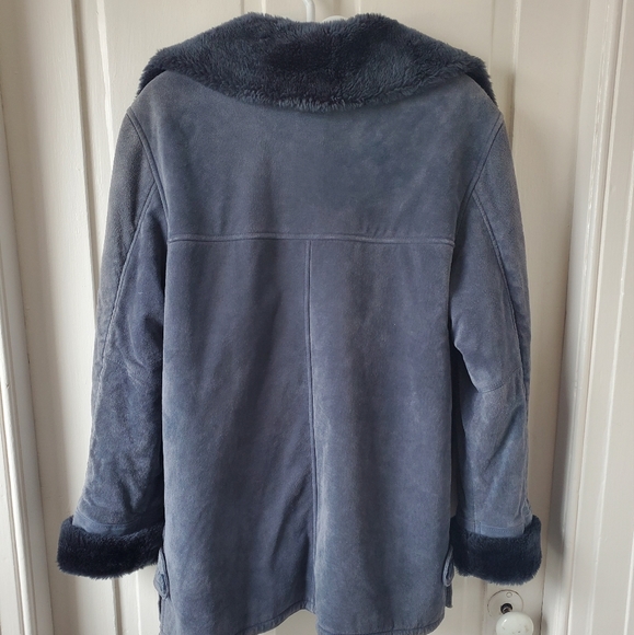 90s Suede Shearling-style Jacket - Picture 3 of 3
